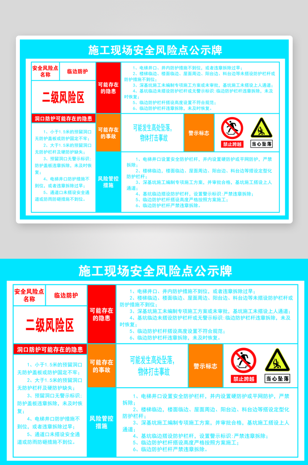施工现场安全风险点公示牌素材
