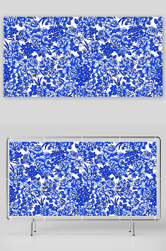 中国风古风中式古典青花瓷花纹图案免抠