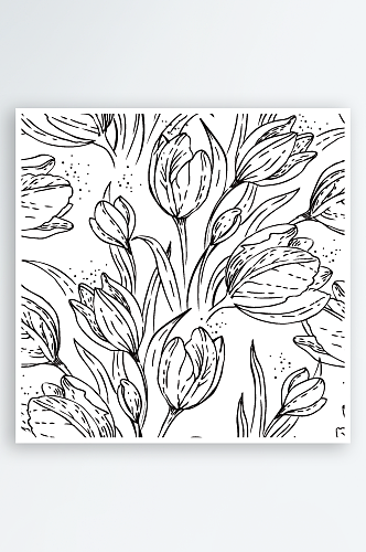 植物花卉线描花纹底纹背景AI矢量