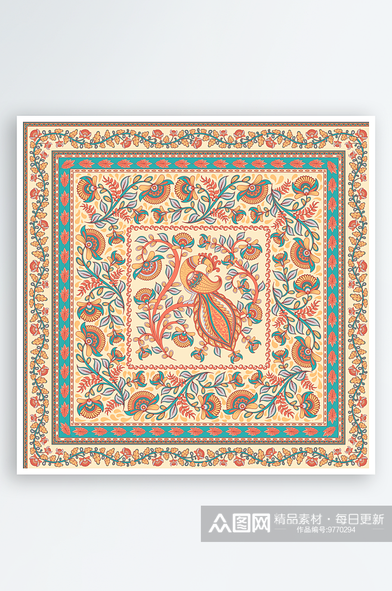 高清复古欧式贵族奢华花纹地毯图案素材