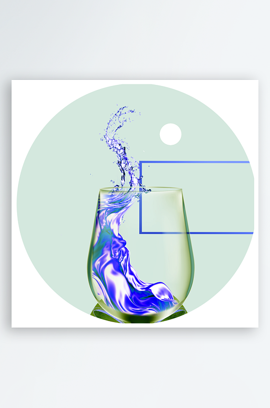 透明酒杯水彩圆形挂画装饰画