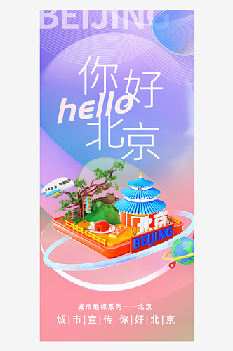 你好北京旅游宣传城市印象海报