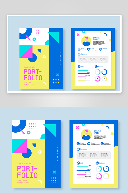 矢量彩色简约模版-众图网