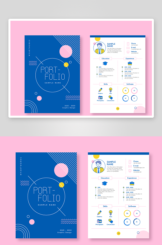 矢量彩色简约模版-众图网