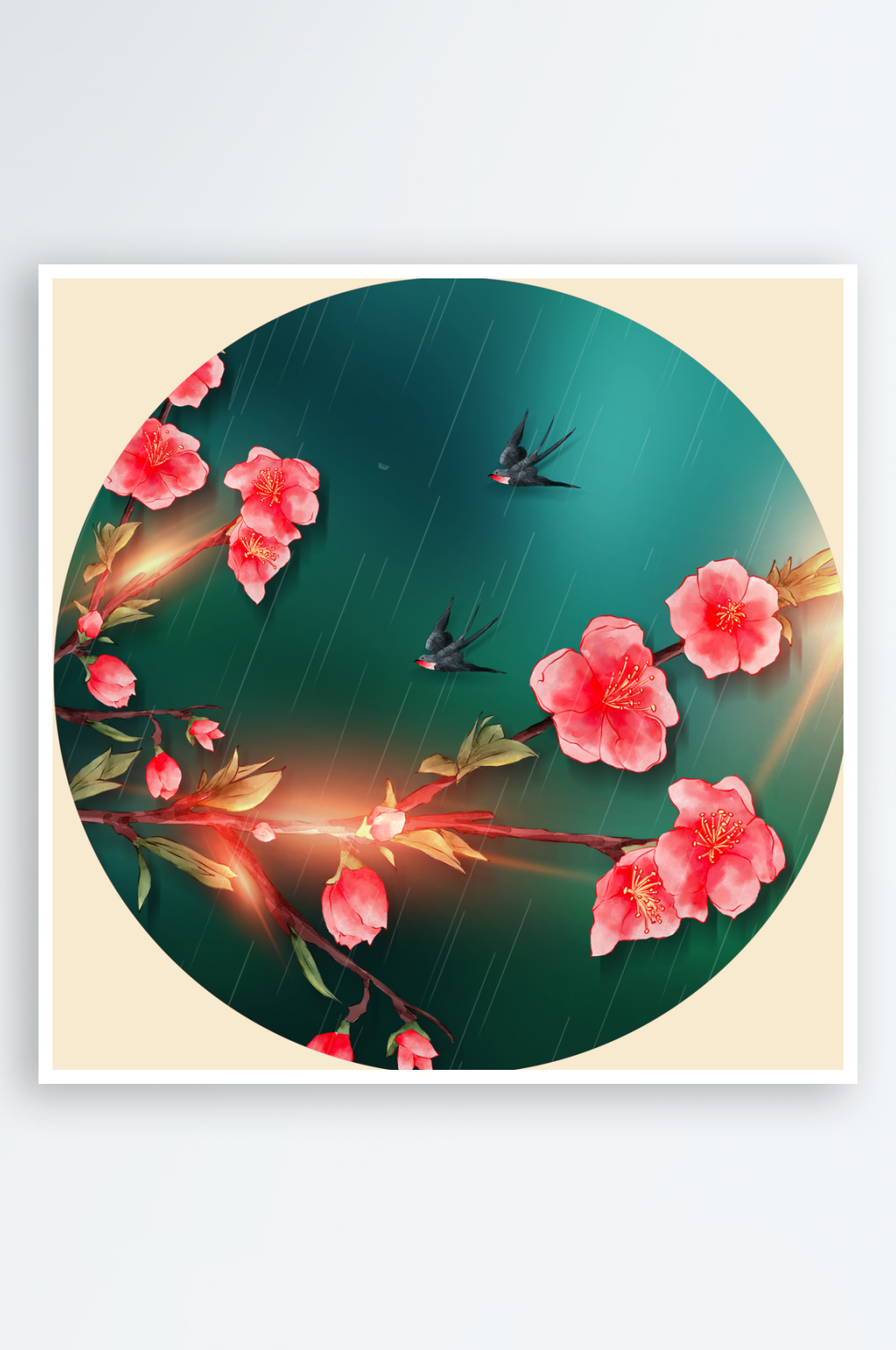 花卉植物水彩风景画装饰画素材