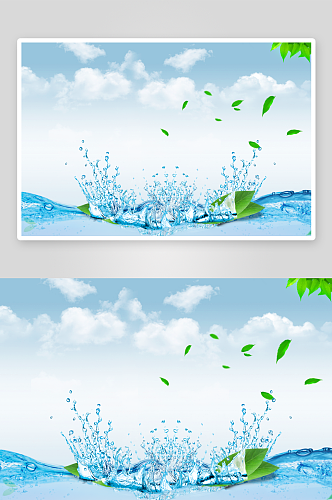 蓝色水花海报背景设计图