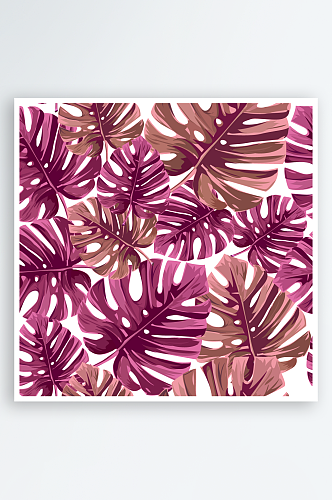 热带植物叶子花纹纹理背景无缝底纹花纹背景