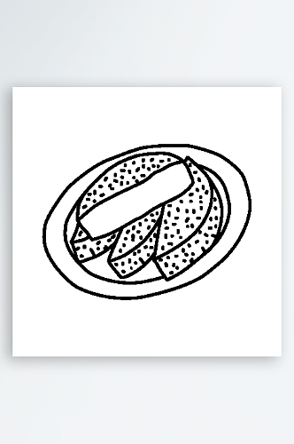 简约食物美食手绘线稿AI矢量设计素材