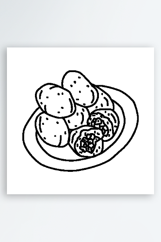 简约食物美食手绘线稿AI矢量设计素材