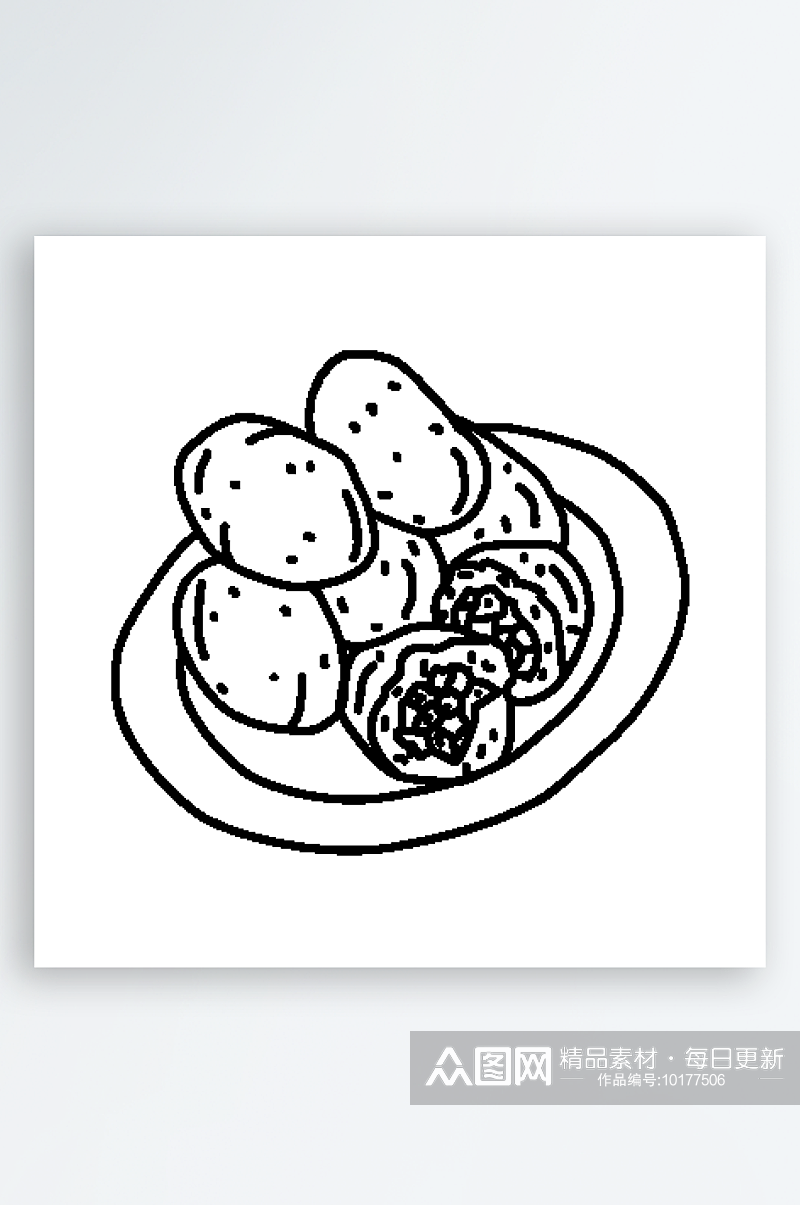 简约食物美食手绘线稿AI矢量设计素材素材