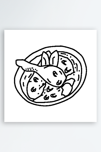简约食物美食手绘线稿AI矢量设计素