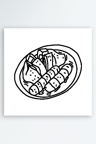 简约食物美食手绘线稿AI矢量设计素