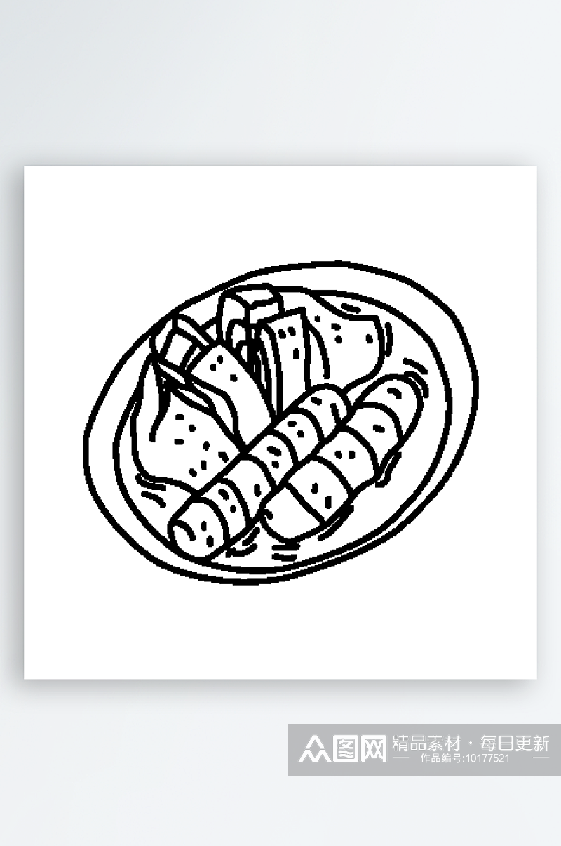 简约食物美食手绘线稿AI矢量设计素素材