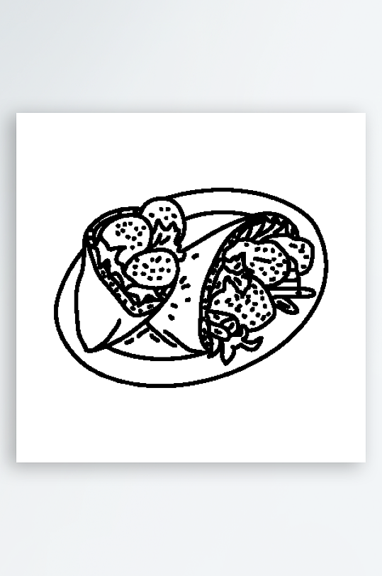 简约食物美食手绘线稿AI矢量