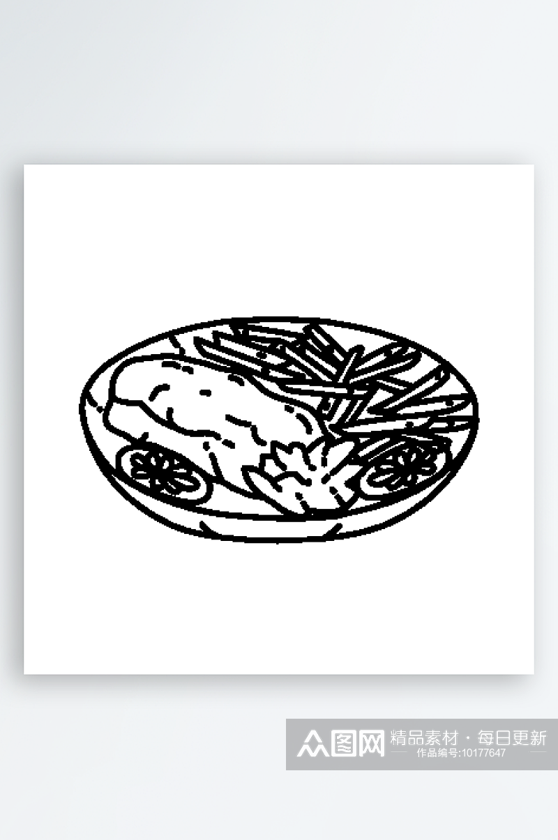 简约食物美食手绘线稿AI素材