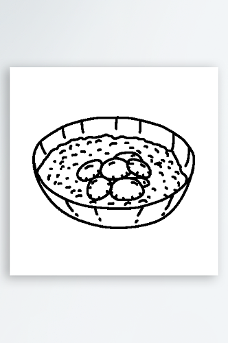 简约食物美食手绘线稿AI设计素材