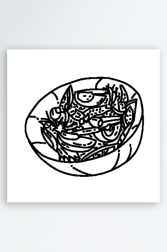 简约食物美食手绘线稿AI设计素