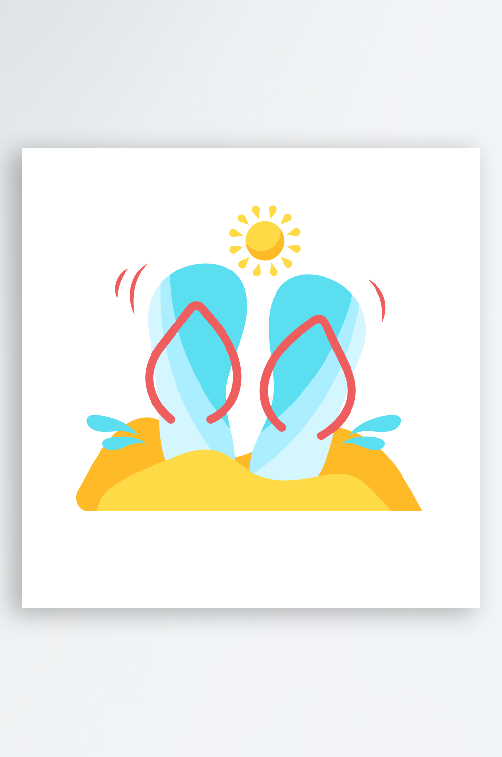 夏季扁平海边活动插画元素素材