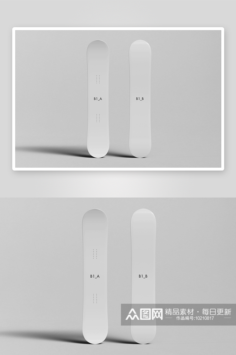 滑雪板外观图案设计PS智能贴图样机素材