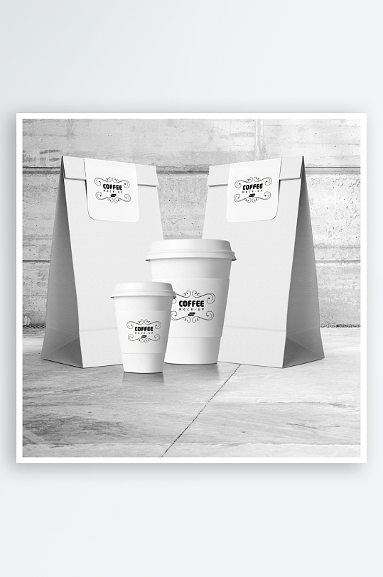 简约餐饮店奶茶咖啡杯包装样机设计图