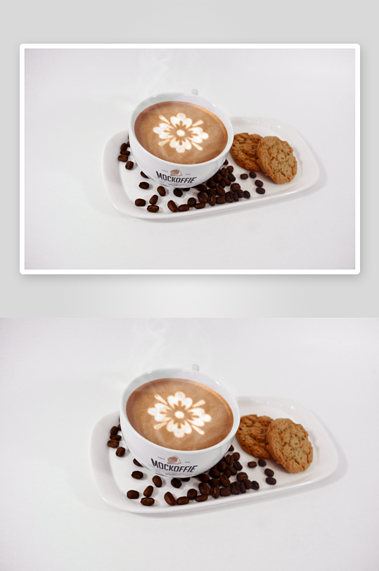 简约餐饮店奶茶咖啡杯包装样机设计