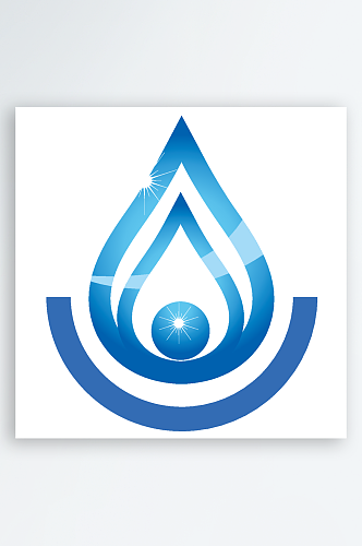 蓝色水滴科技矢量标志logo