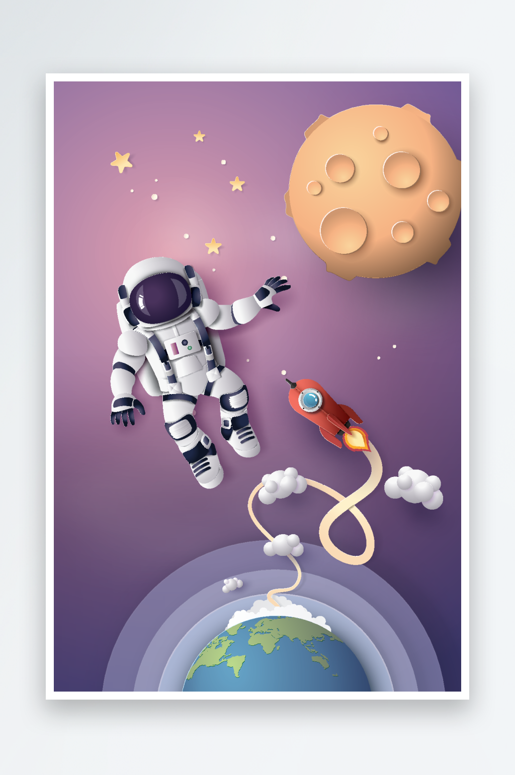宇宙宇航员太空矢量插画素材