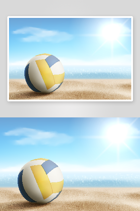 矢量沙滩排球蓝天白云阳光