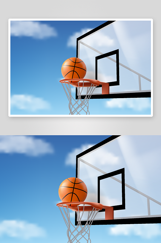 矢量篮球框蓝天白云体育用品