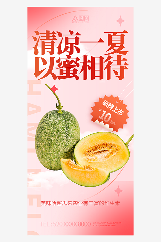 夏季哈密瓜水果海报
