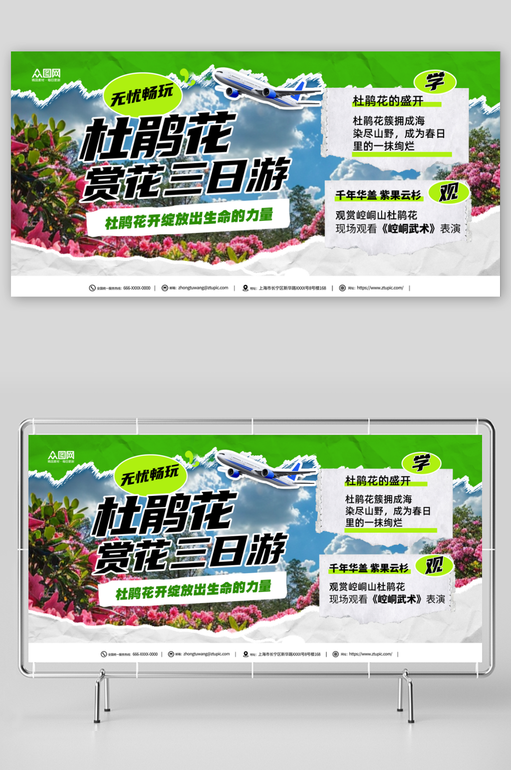 杜鹃花赏花宣传展板素材