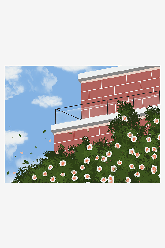 蔷薇植物风景免扣元素插画素材