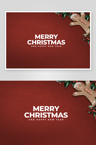 红色喜庆圣诞节主题背景场景PSD海报展板