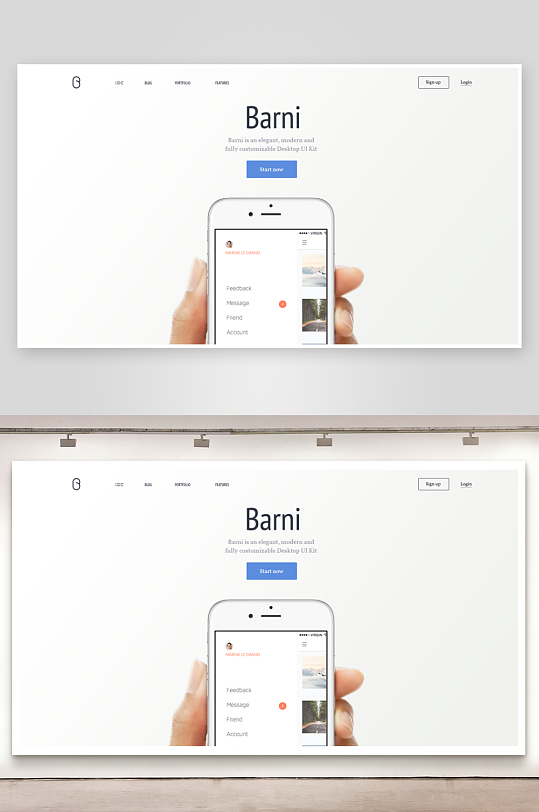 简约电脑手机网站着陆页WebUI页面设计