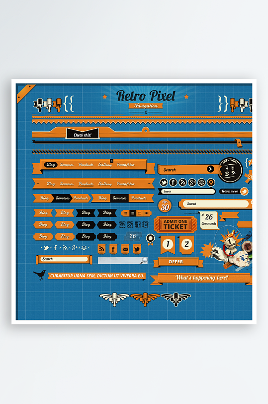 橙色网页UI设计PSD模板