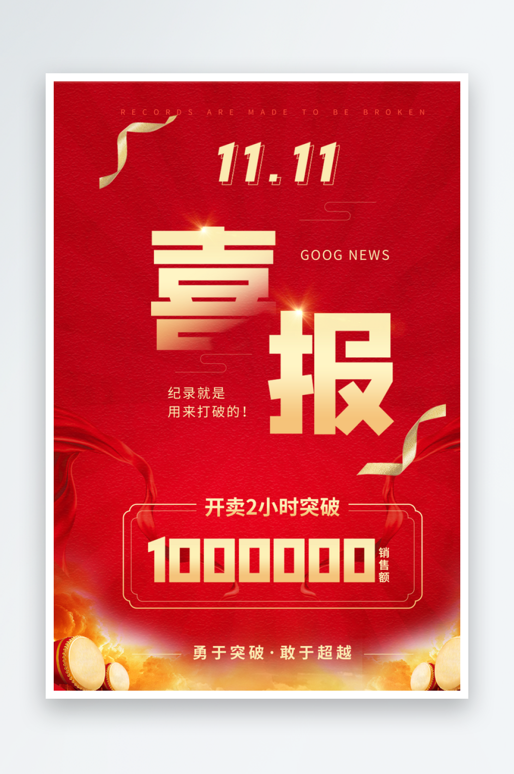 公司企业年度销售喜报战报海报素材