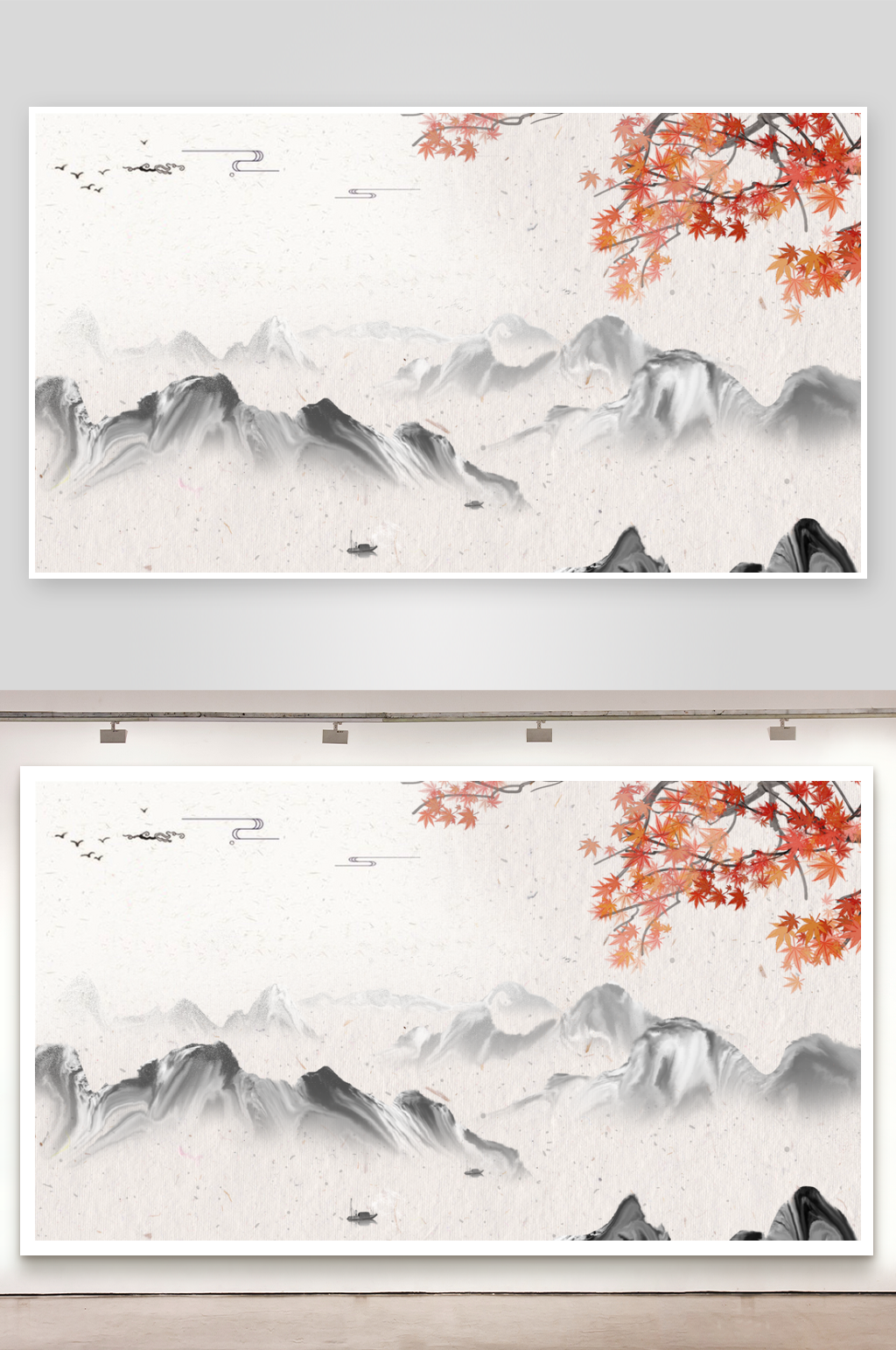 古风水墨山水背景素材