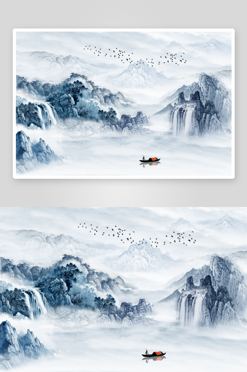 山水画水墨画素材素材