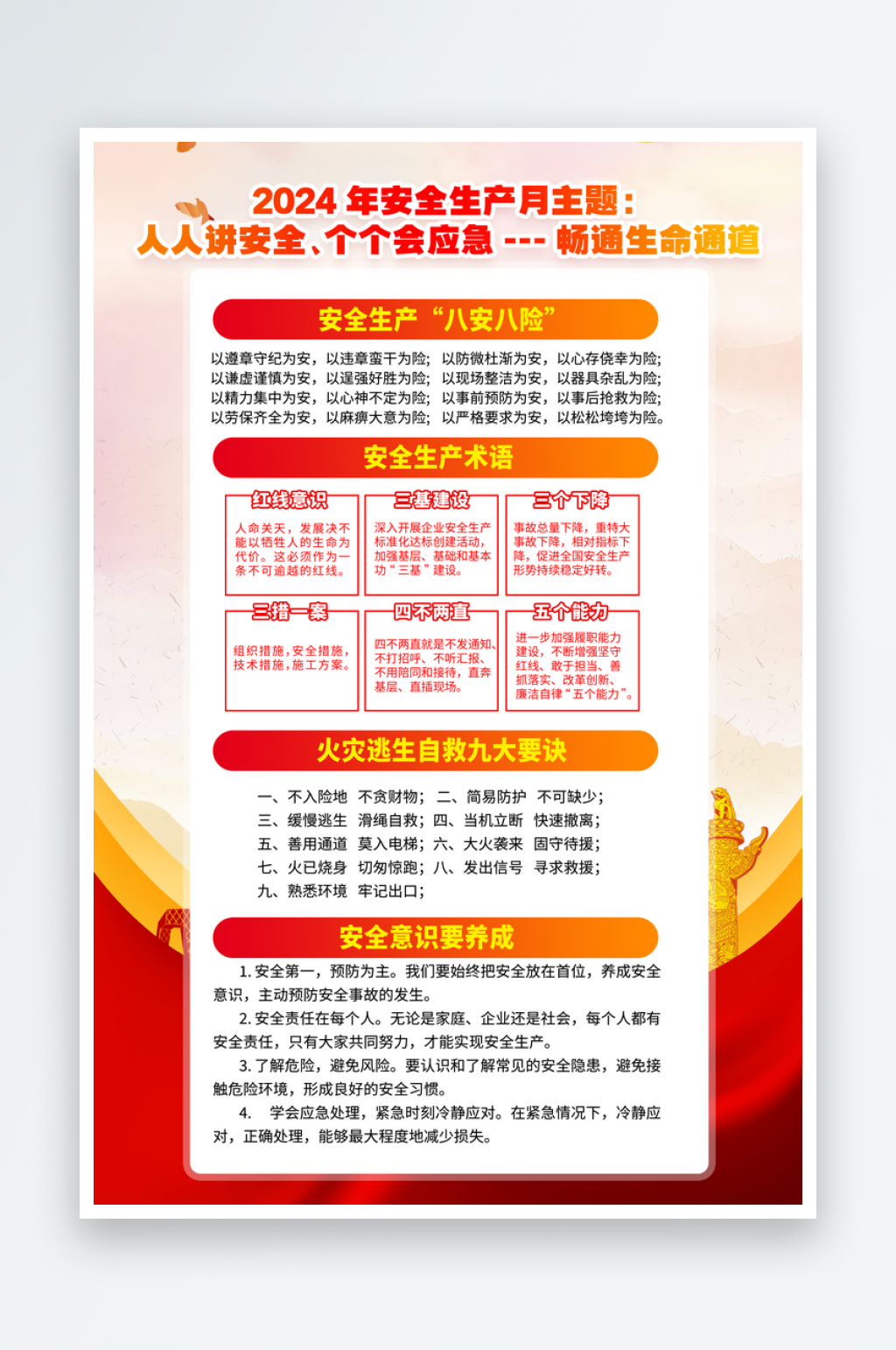 2024全国消防安全生产月海报素材
