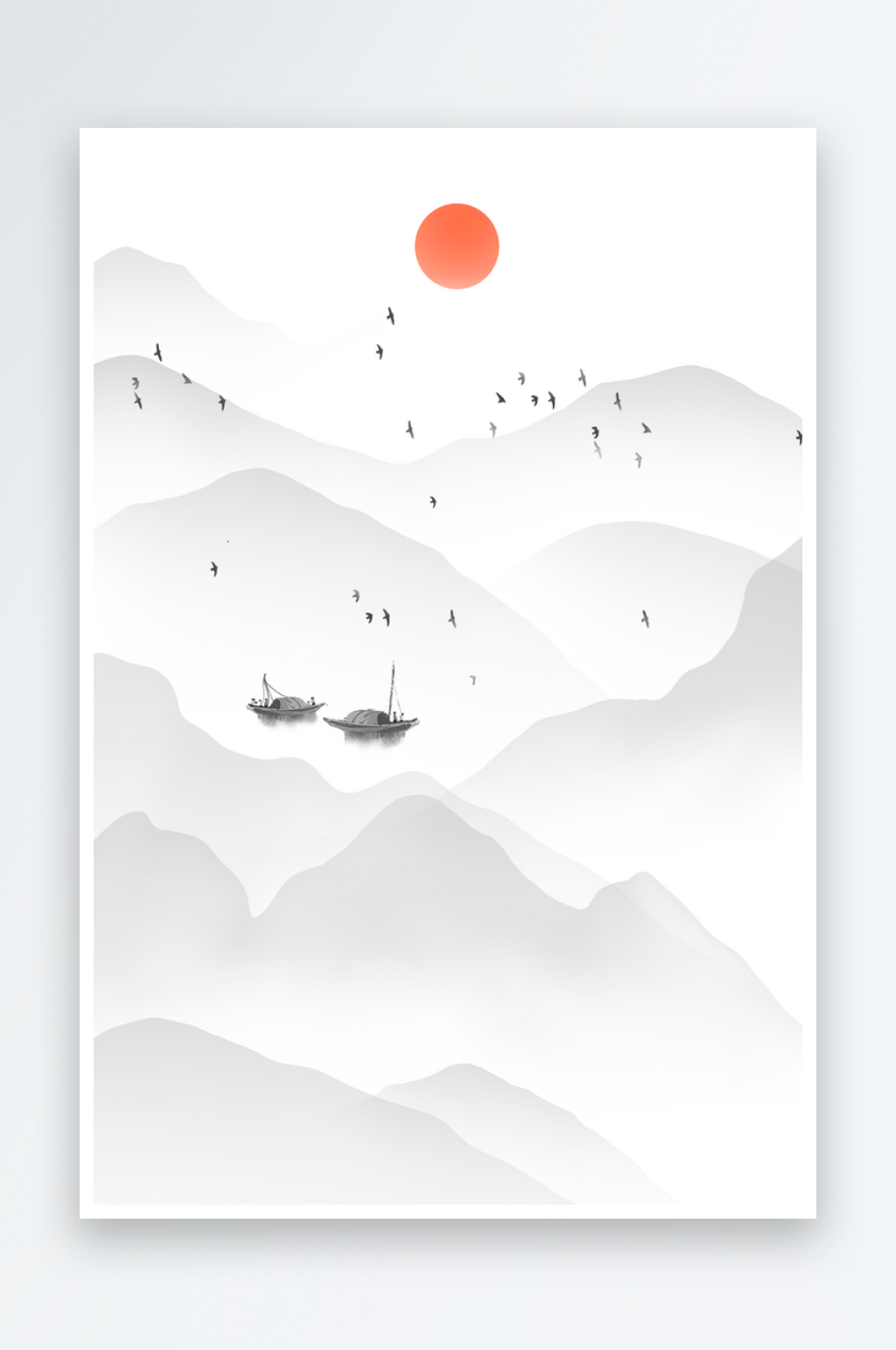 水墨画山水画素材素材