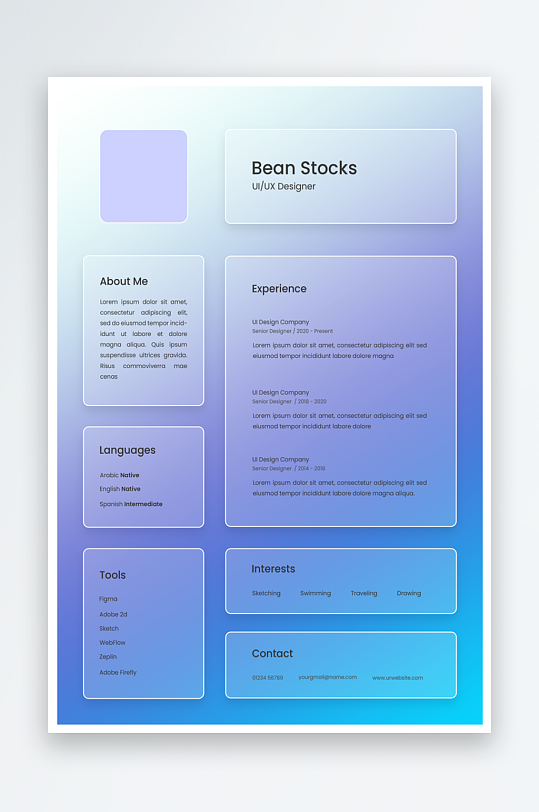 蓝紫渐变英文求职简历-众图网