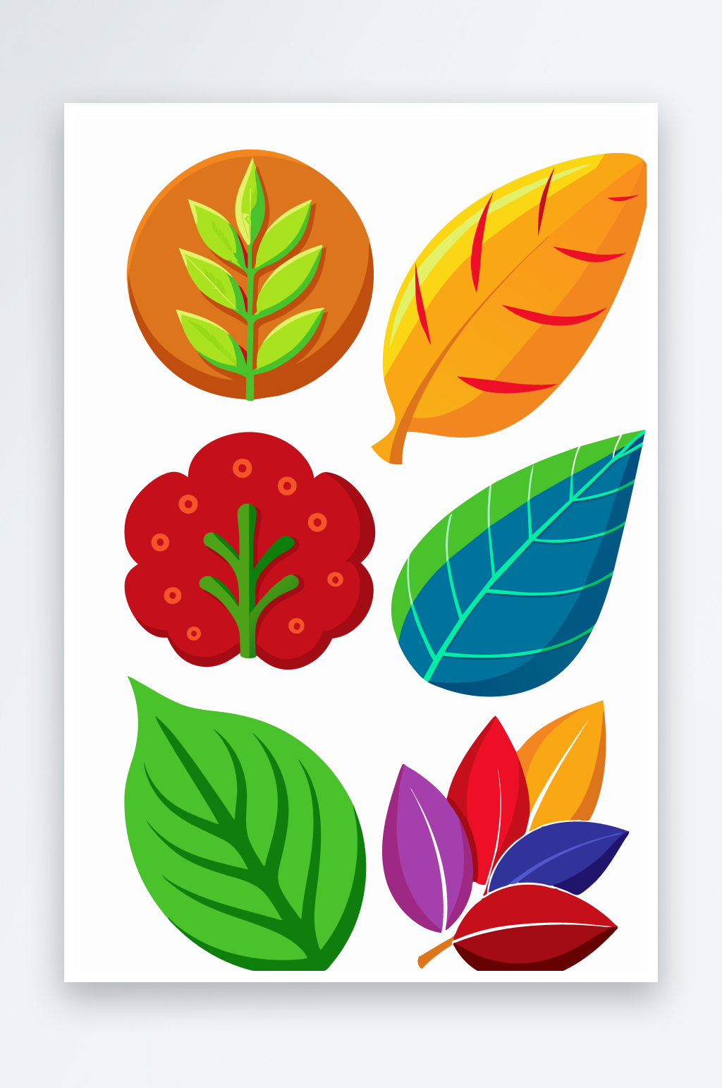 卡通树叶动物矢量插画集合素材