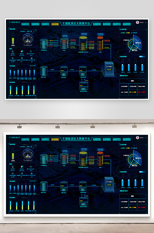 数据可视化中控面板模板PSD分层设计素材-众图网