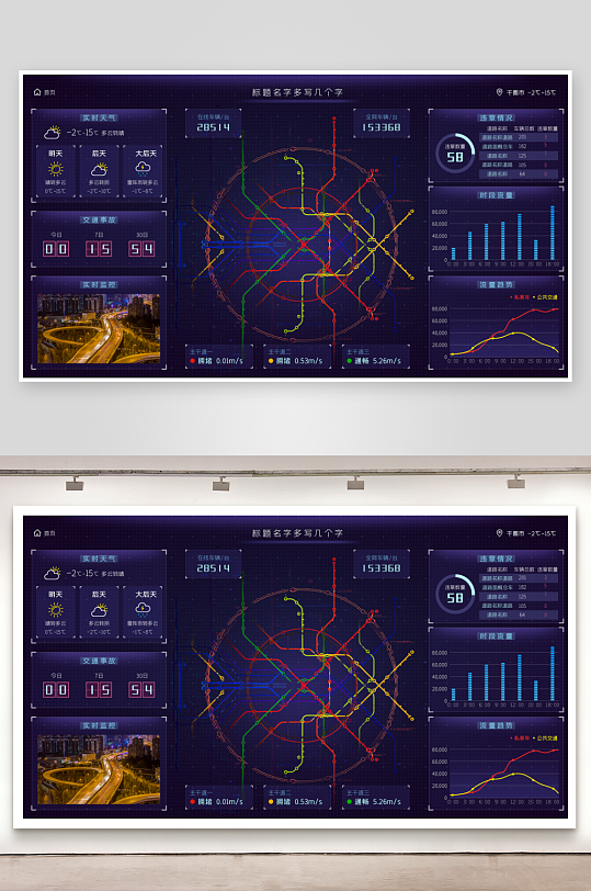 数据可视化中控面板模板PSD分层设计素材-众图网