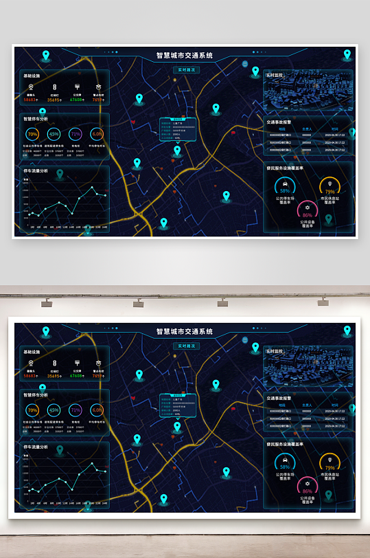 数据可视化中控面板模板PSD分层设计素材-众图网