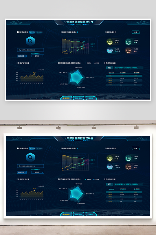 数据可视化中控面板模板PSD分层设计素材-众图网