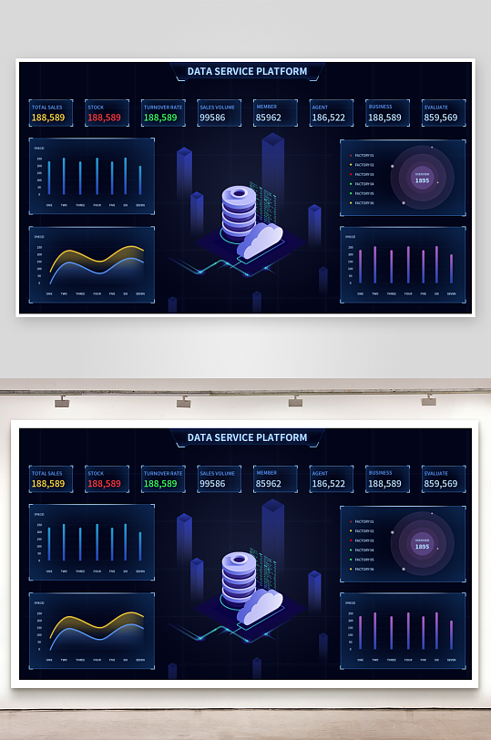 数据可视化中控面板模板PSD分层设计素材-众图网
