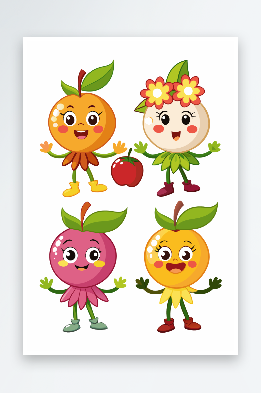 可爱水果矢量插画集合素材