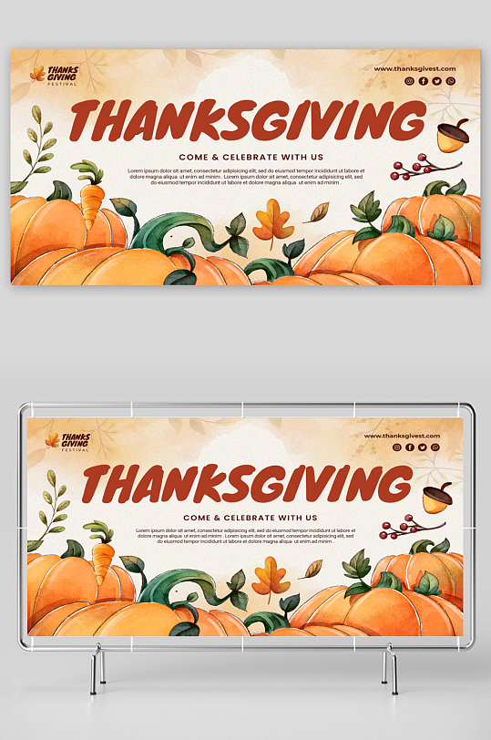 彩色简约感恩节节日展板-众图网