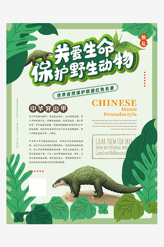 绿色保护动物宣传海报